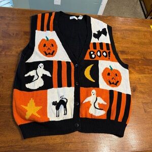 Vintage Expressions plus women’s Halloween sweater vest size 3x pumpkin bat cat